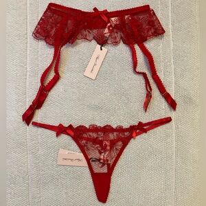 Agent Provocateur Jayce Suspender and Thong - Red - Size 3